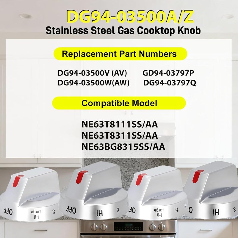 P Polerden DG94-03500A/Z for Samsung Electric Stove Knob Replacement, DG94-03500V DG94-03500W Knobs Compatible with Samung Electric Range NE63T8111SS/AA NE63T8311SS/AA NE63BG8315SSAA Better Than OEM - Image 2